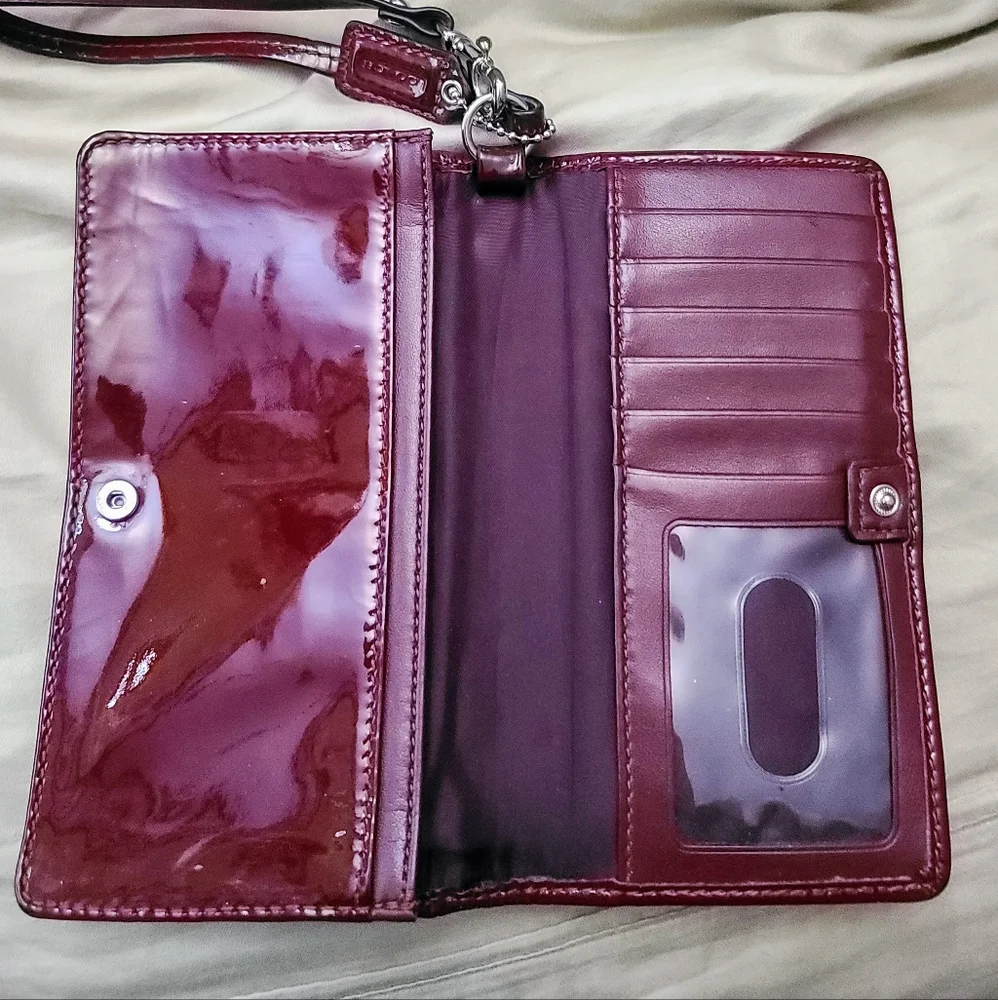 Coach Women's Embossed Leather Wallet - Metlot - Picture 5 of 7